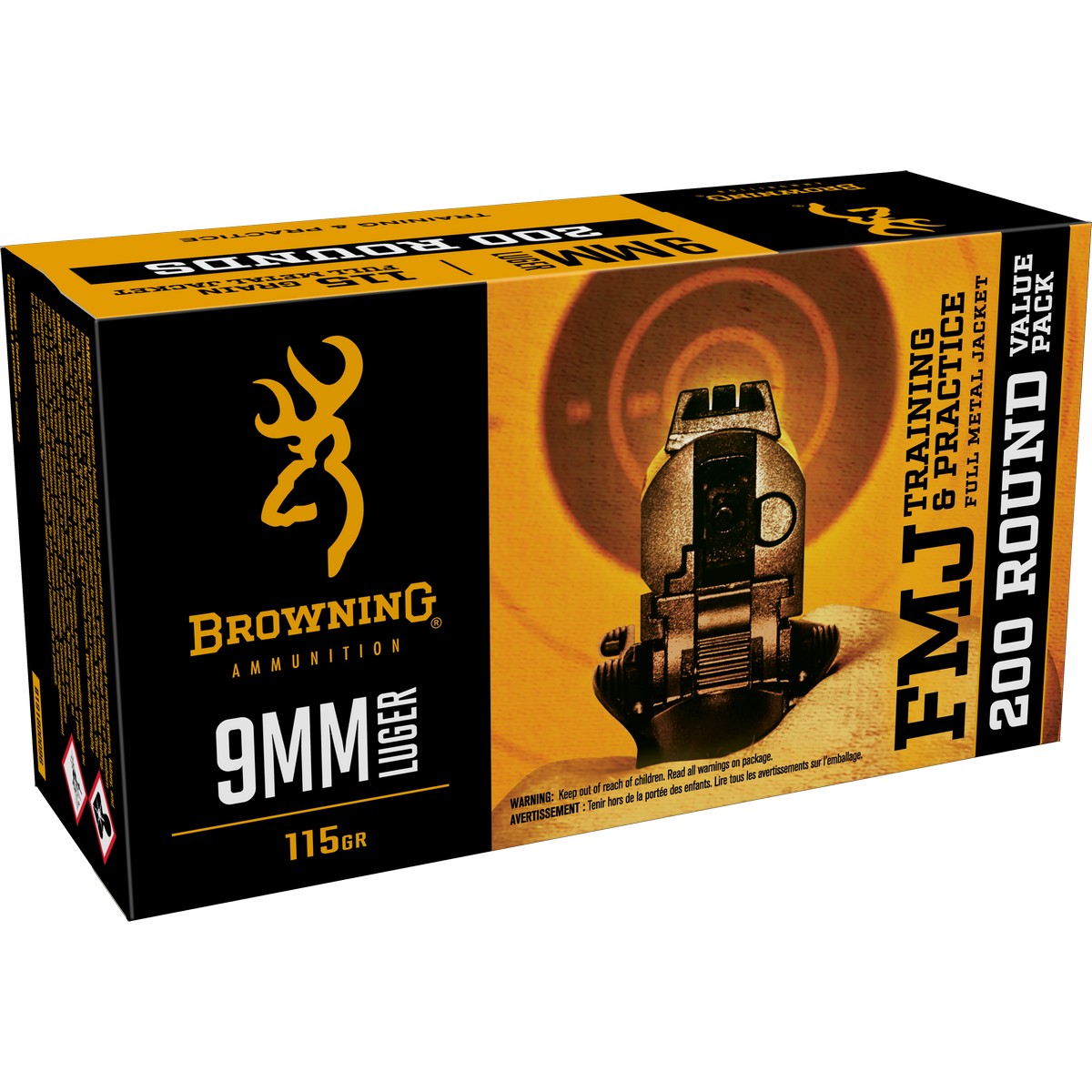 wning 9mm Luger 115 Gr FMJ 200 Rd Ammo